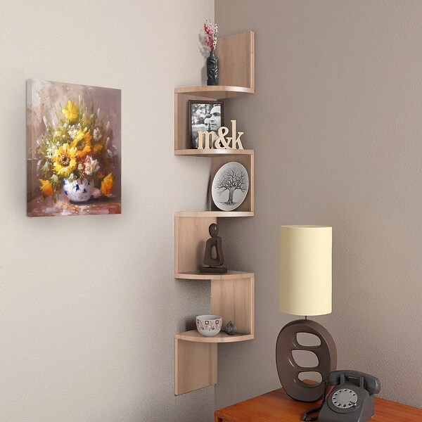 NOVA FURNITURE 5 Tiers Floating Wall Mount Corner Bookcase and Bookshelf, Display Shelves for Small Space Apartment,Condos,Dorm. Opens flyout.