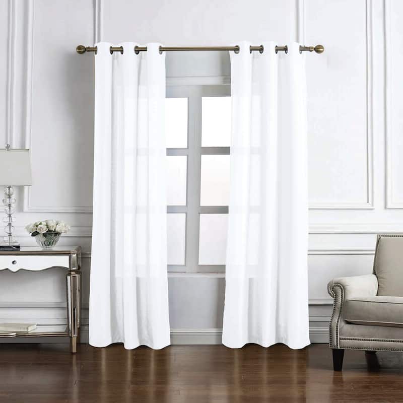 Cole Textured Grommet Window Curtain Panel 90" - White