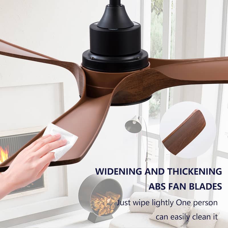 52" Ceiling Fan w/ 3 Color Dimmable 3 ABS Blades Remote Control Reversible DC Motor