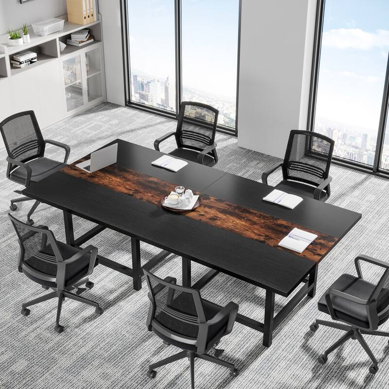 Small Conference Room Table for 4 People, Square 40- Inches Wood Desk for Home Office - 39-inch D