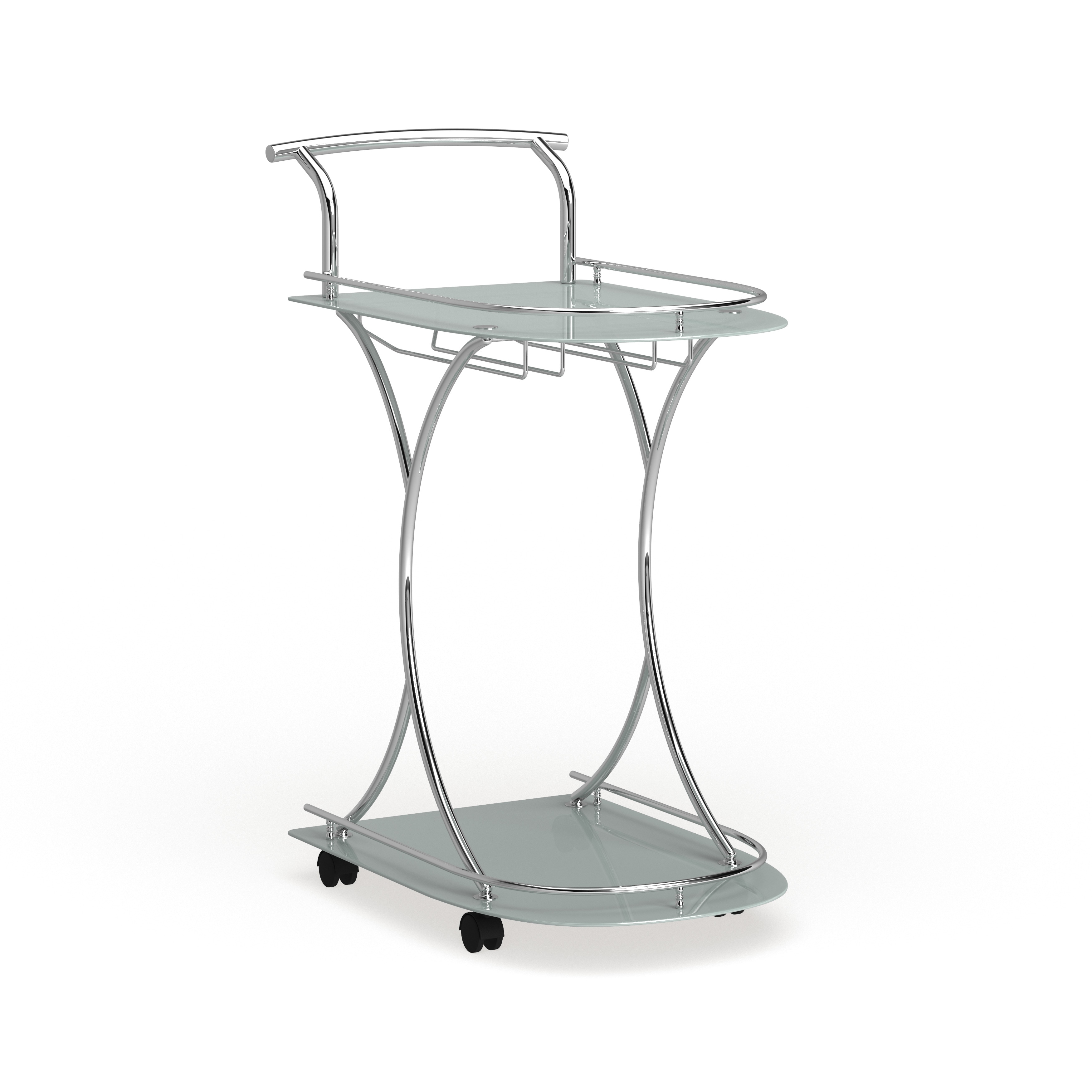 Shop White Glass Chrome Modern Bar Cart 26 50 X 15 75 X 33 75