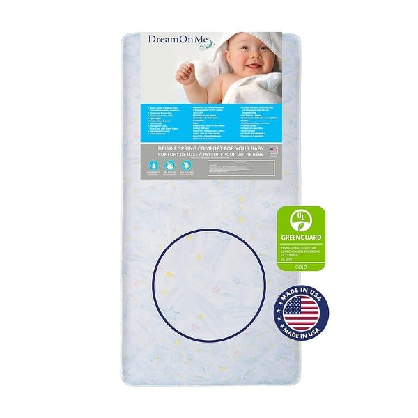 slide 2 of 6, Dream On Me Stars Bright Crib and Toddler 180 Coil Mattress Cotton