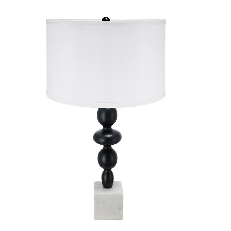D15x29.5" Black and White Table Lamp with Round Four Tiered Body (Lamp Shade Assembly Required)