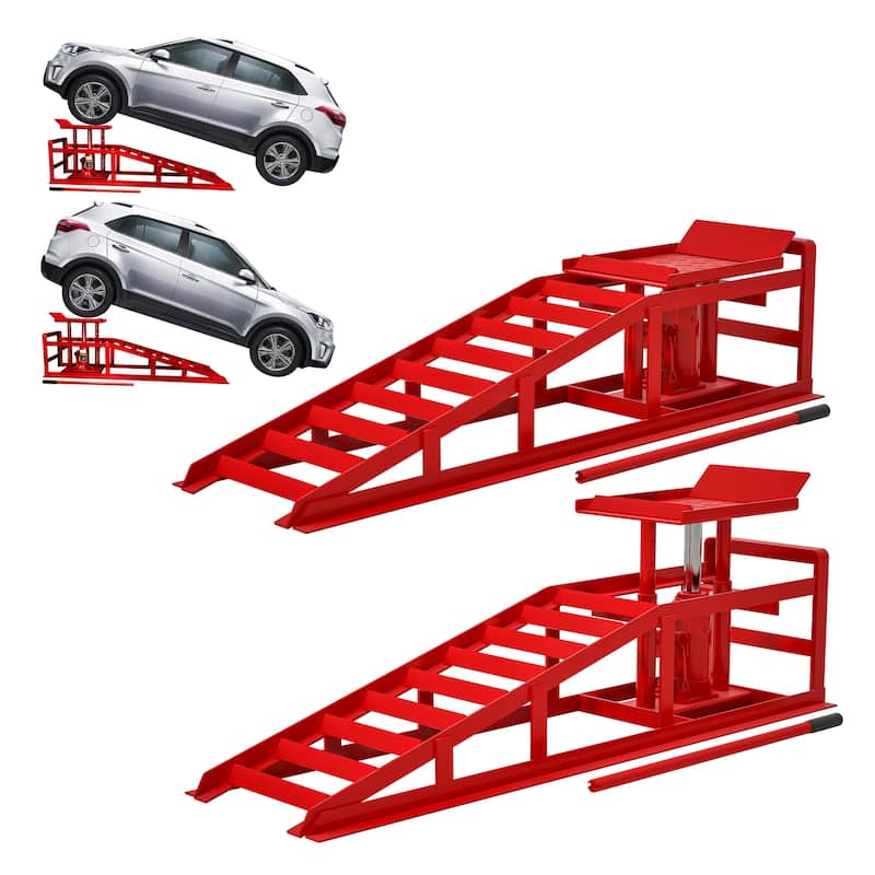 2 Pack Hydraulic Car Ramps 5T 11000 lbs Low Profile Car Lift Service Ramps Truck Trailer Garage Height Hydraulic Vehicle Ramps