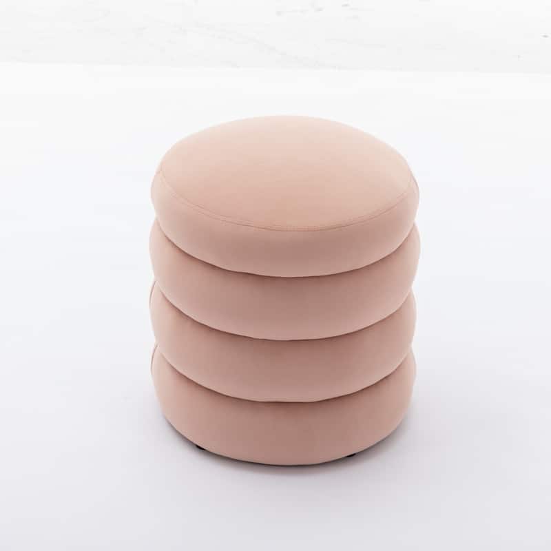 Soft Velvet Round Ottoman Footrest Stool