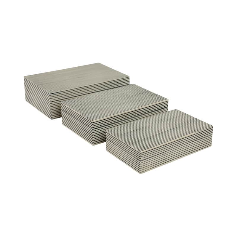Resin Wood Storage Boxes Contemporary Design (Set of 3) - 4", 3" White - 12" x 8" x 4"