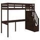 preview thumbnail 10 of 28, Twin Size Loft Bed with Storage Staircase and Built-in Desk, Espresso