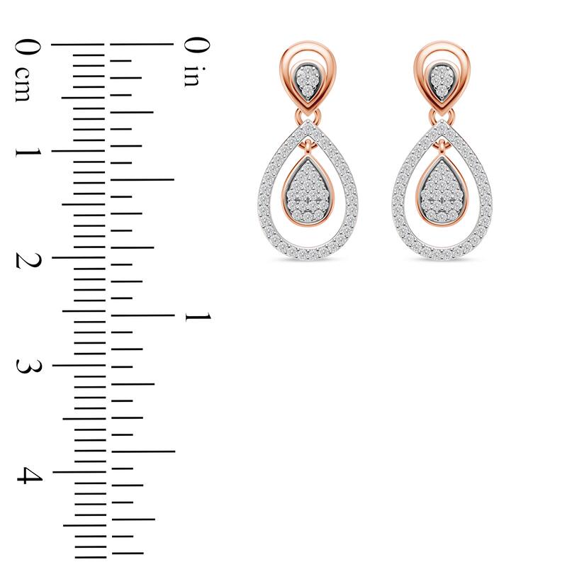 1/4ct TDW Diamond Cluster Drop Earrings in 10k Rose Gold for Women - Rose gold