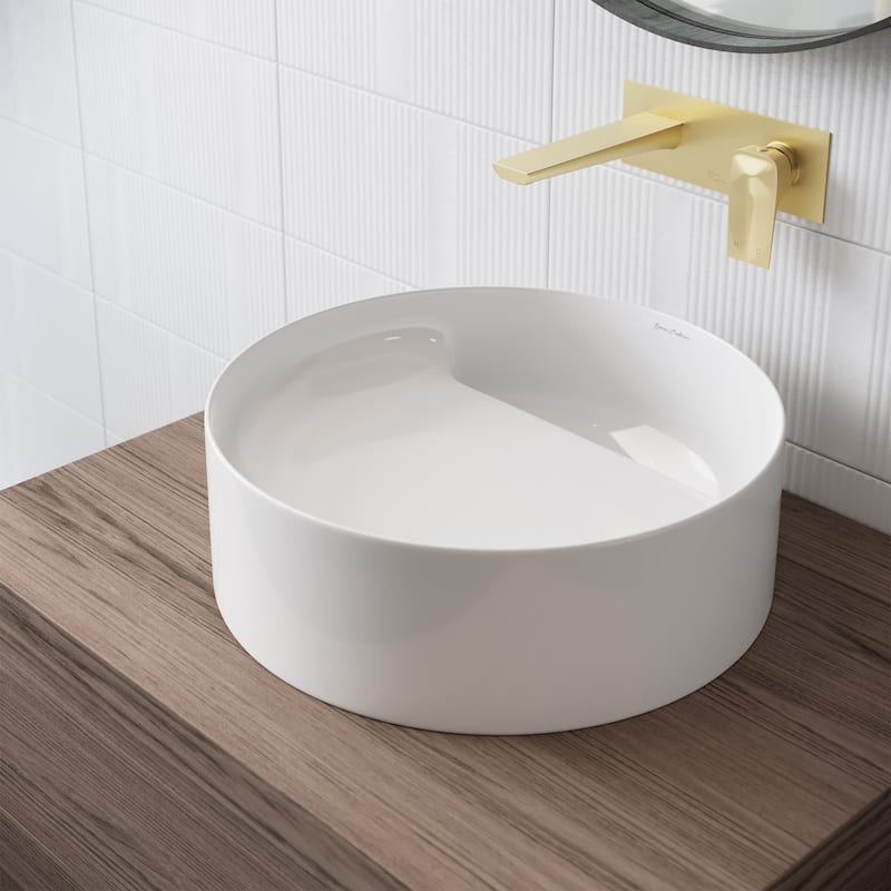 Beau 16.5” Round Vessel Bathroom Sink - Glossy White