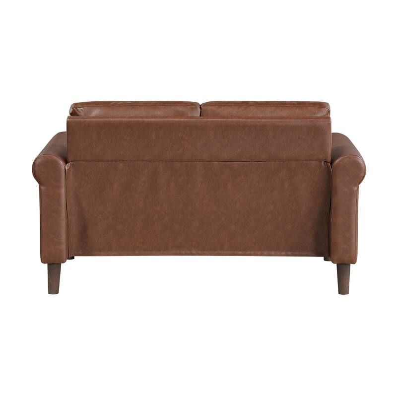 Fremont & Park Frances Faux Leather 3-Piece Living Room Set - Brown Finish Feet