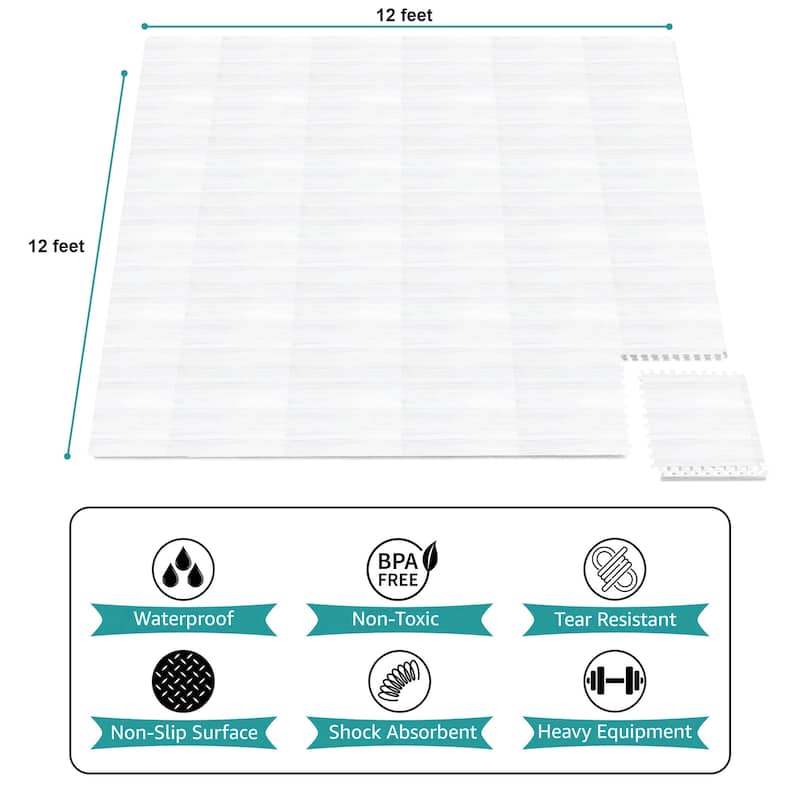 Sorbus 144 Sq. Ft. Wood Grain Floor Tiles Foam Mat EVA Interlocking Mats Tile 3/8-Inch Thick Flooring Wood Puzzle Exercise Mats