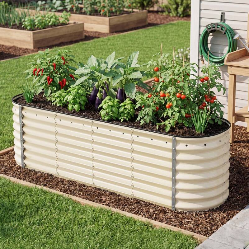 Moasis Oval Metal Outdoor Raised Garden Bed