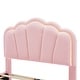 preview thumbnail 26 of 36, Upholstered Paltform Bed with Flower Shaped Headboard and LED Light
