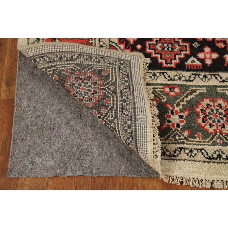 Geometric Viss Indian Area Rug Hand-Knotted Orange Wool Carpet - 6'0" x 9'0"