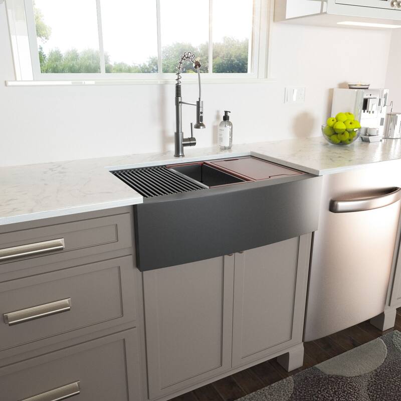 Farmhouse Apron Single Bowl Stainless Steel Workstation Kitchen Sink