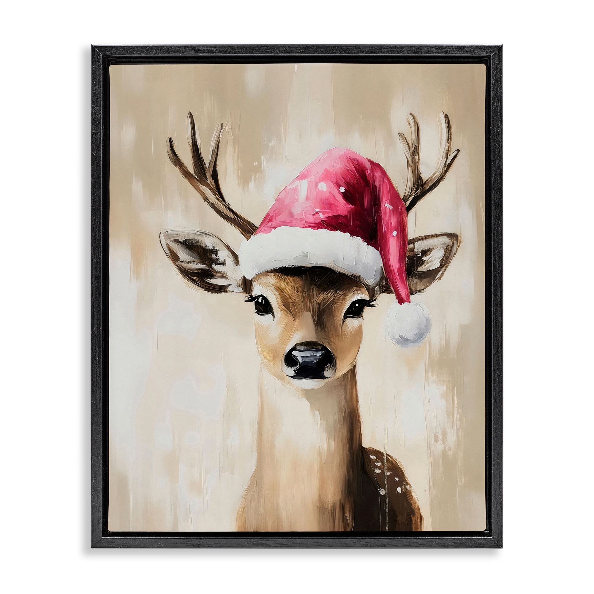 Stupell Baby Christmas Deer Framed Floater Canvas Wall Art Design By Arlington Prints