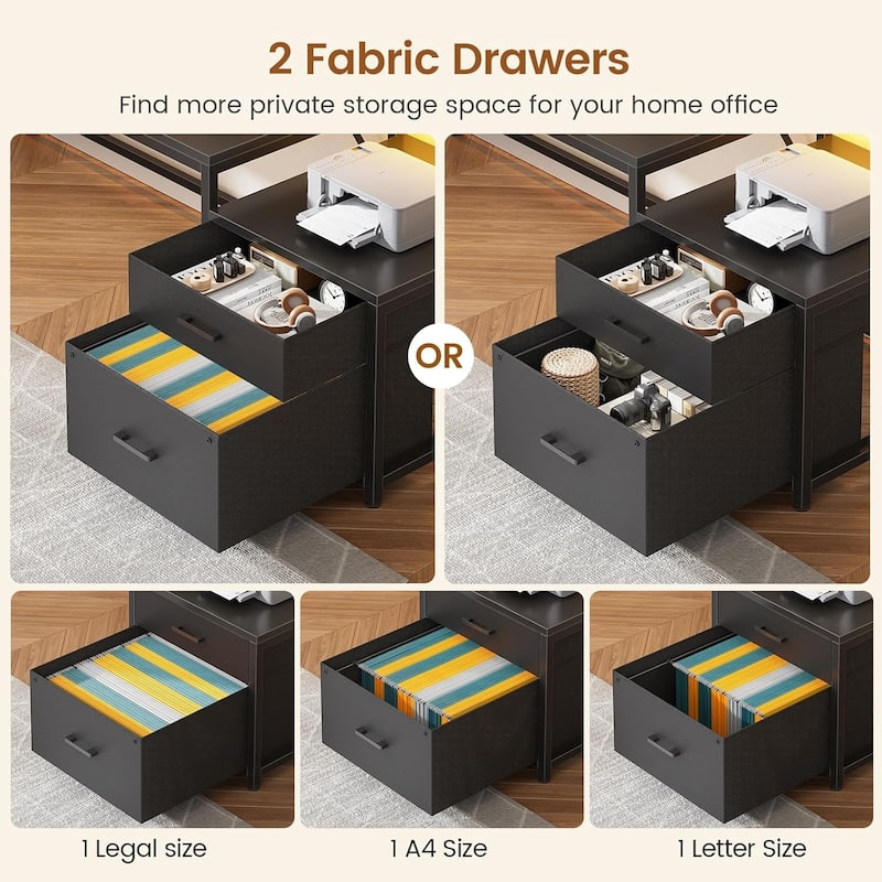 L Shaped Gaming Desk Drawers Computer Desk with Display Cabinet