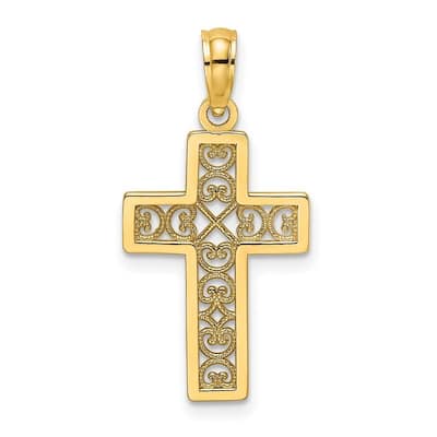 Curata 10k Yellow Gold 18" Squared Religious Faith Cross X Lace Center Necklace (13mm x 22.7mm)