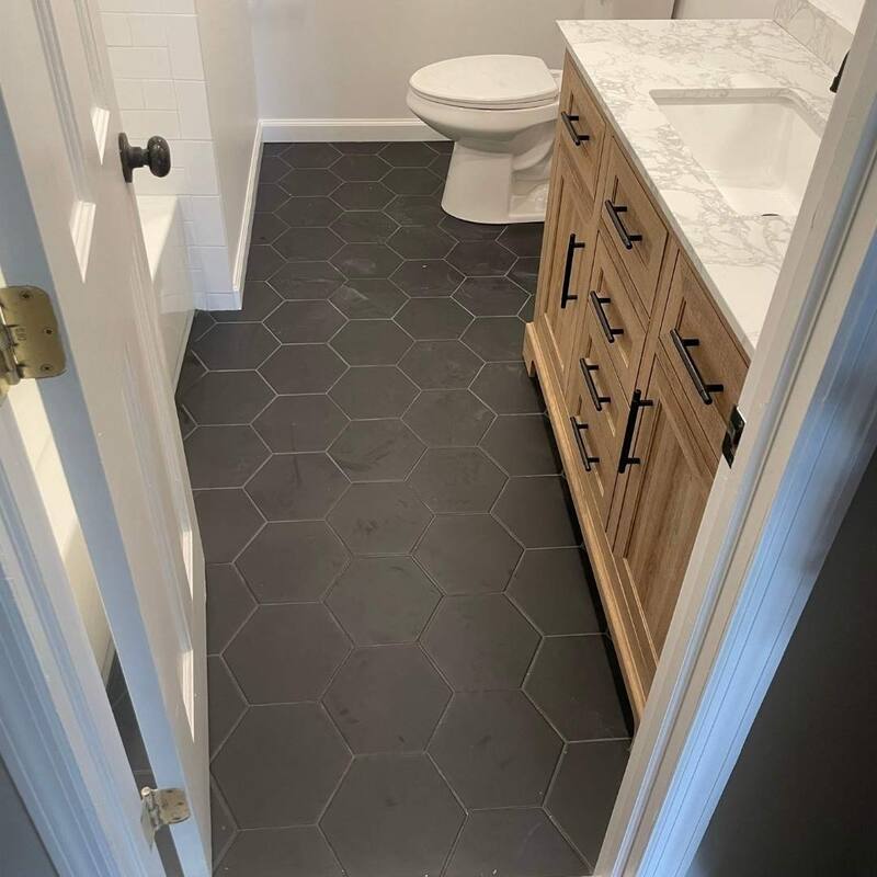 The Tile Life Milan 8x9.5 Black Matte Hexagon Porcelain Floor & Wall Tile