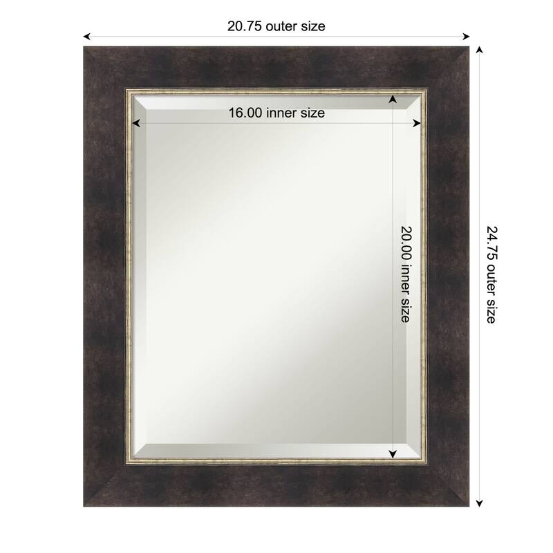 Odin Antique Bronze Beveled Wood Framed Bathroom Vanity Wall Mirror - Odin Antique Bronze - 21 x 25 in