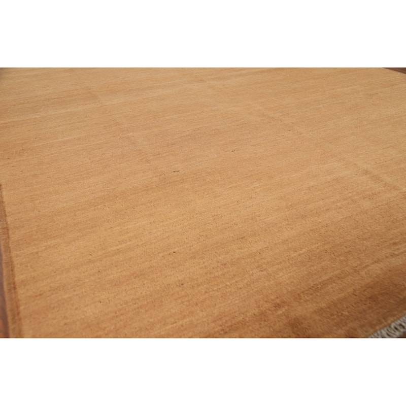 Gabbeh Area Rug Hand-Knotted Oriental Yellow Wool Carpet - 6'8" x 9'7"