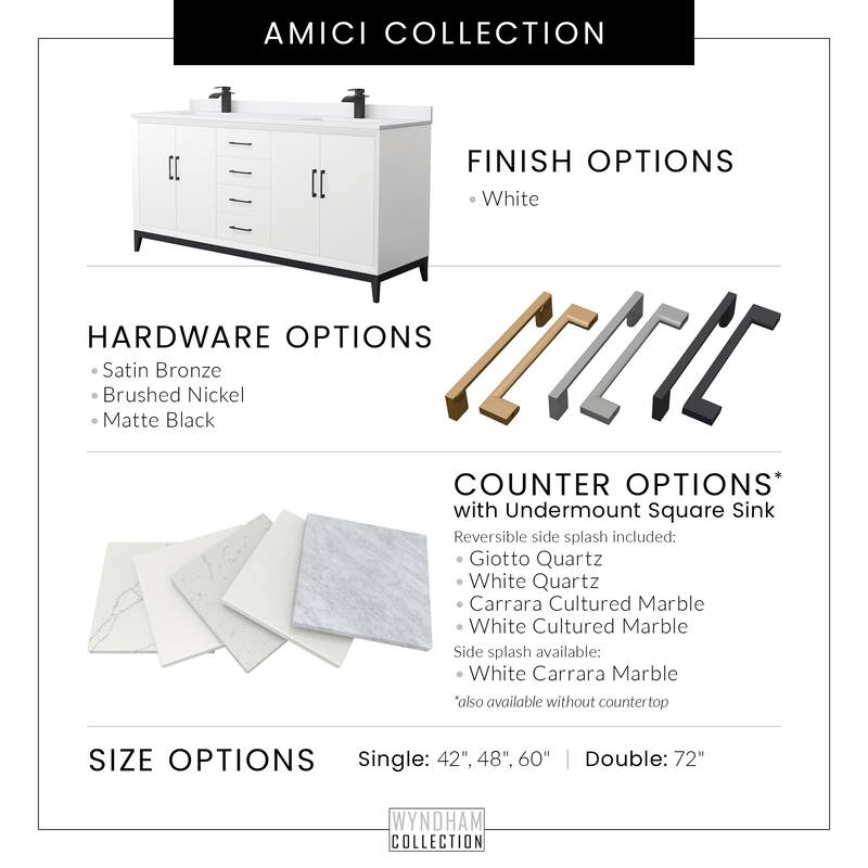 Wyndham Collection WCH818160S-QTZ-US3MXX Amici 60" Free Standing