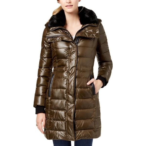 winter puffer coat with fur hood