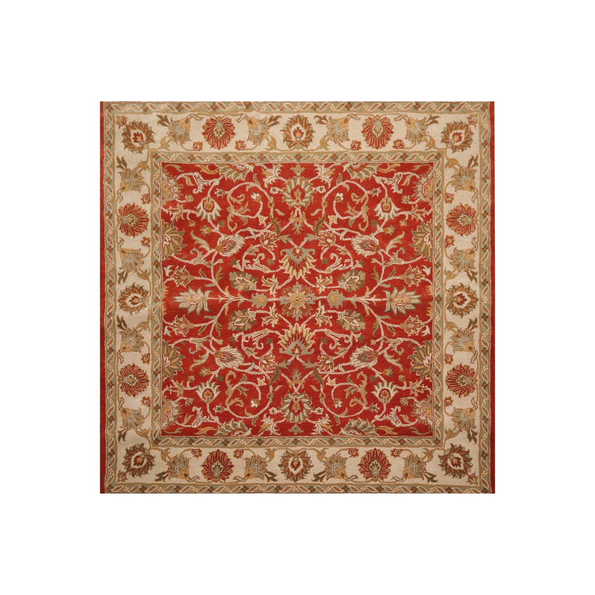 Square Hand Tufted 100 Wool Square Traditional Oriental Area Rug Orange Beige Color 8 X 8 On Sale Overstock 32343748