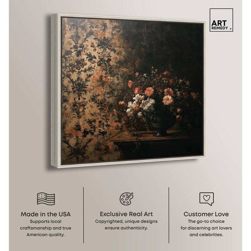 Dark Floral Elegance Canvas by Art Remedy