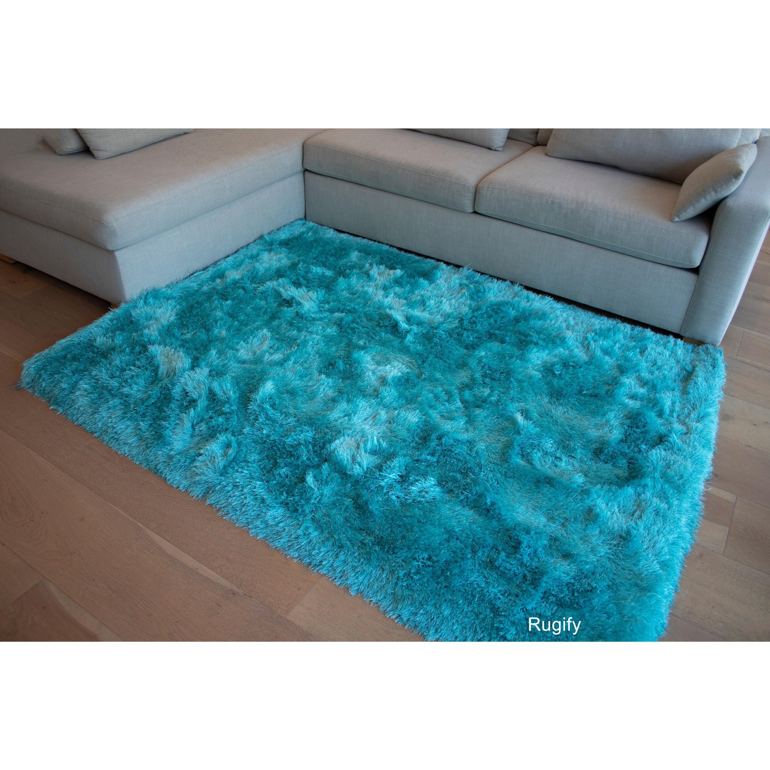 Hardwearing Soft Carpets PHOENIX turquoise Fusionbac Thick Shag Pile 16mm 