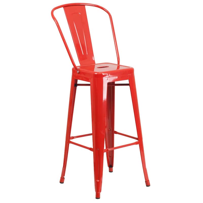 30'' High Metal Indoor-Outdoor Barstool with Back