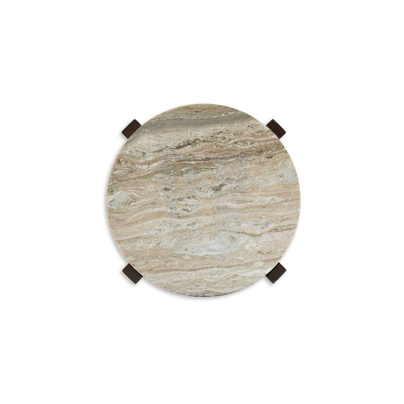 Signature Design by Ashley Tanidore Brown/Gray Round End Table - 22" W x 22" D x 24.25" H