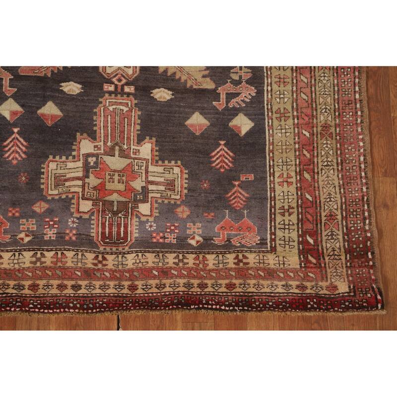 Meshkin Persian Vintage Runner Rug Handmade Wool Carpet - 4'3" x 9'5"