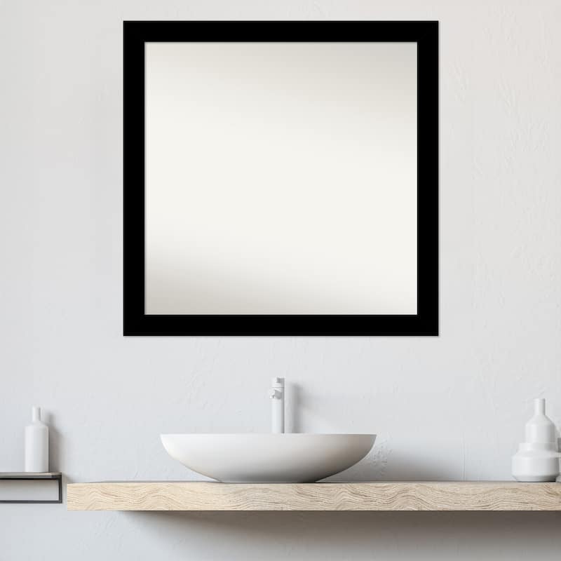 Brushed Non-Beveled Framed Bathroom Vanity Wall Mirror - Brushed Black