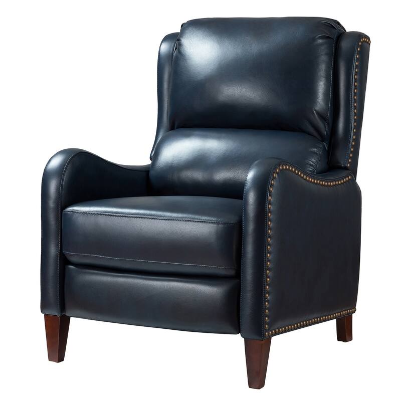 Brigida Cigar Genuine Leather Pushback Recliner with Nailhead Trim by HULALA HOME
