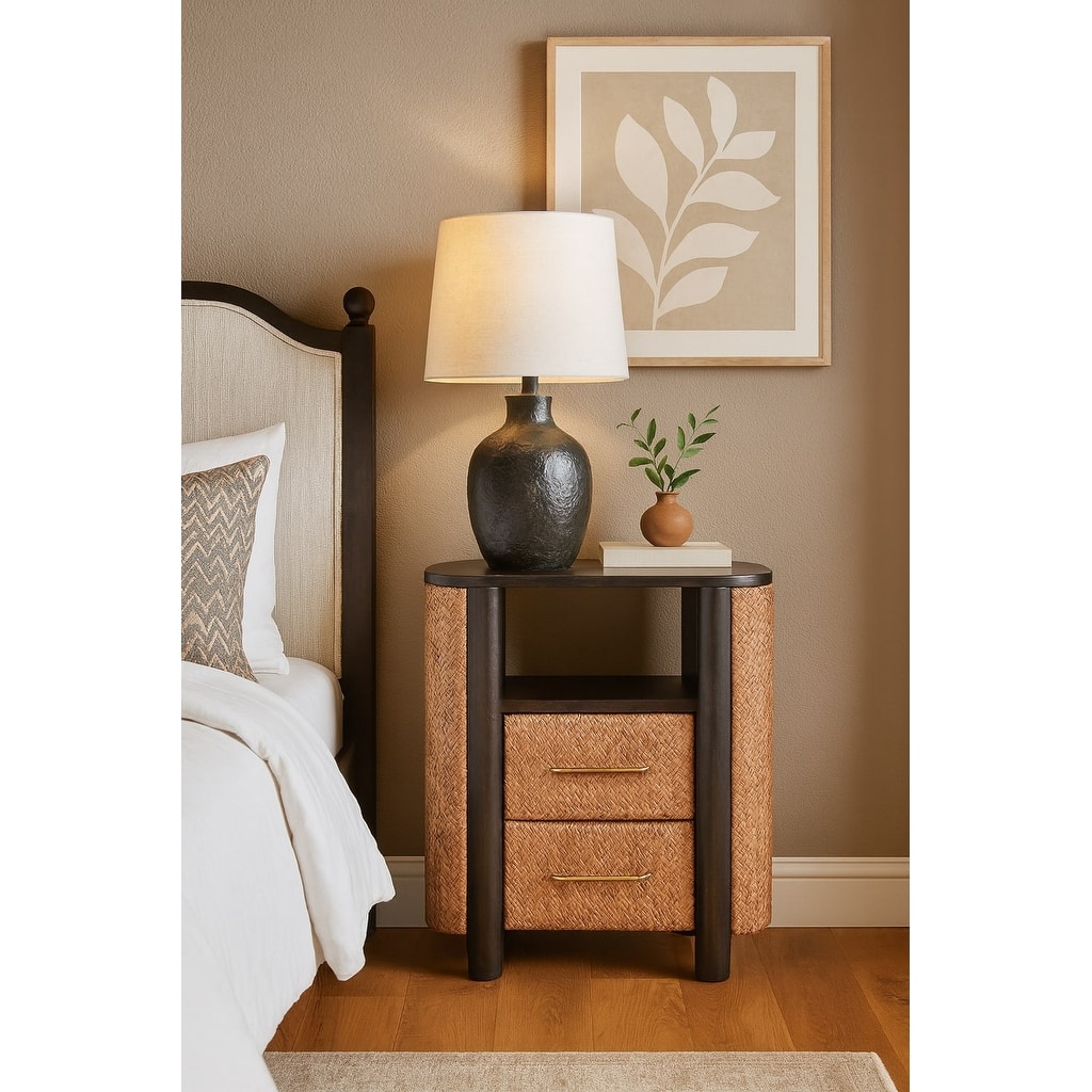 Artisan Furniture Solid Wood Arno Wall-Mounted Nightstand,Black,1-Shelf,1-Drawers
