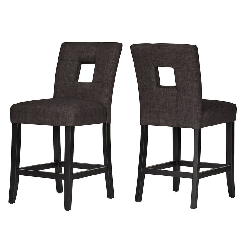 Mendoza Keyhole Counter Height Back Stool (Set of 2) by iNSPIRE Q Bold - Dark Grey- Linen