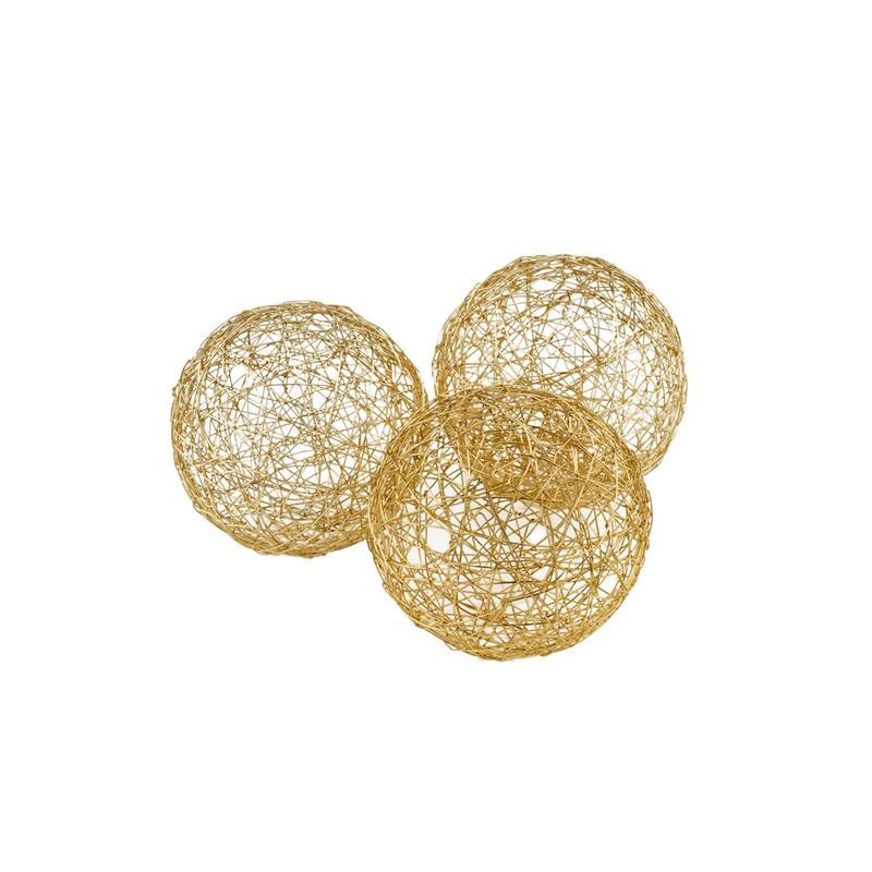 HomeRoots Set of Three Gold Aluminum Decorative Orbs - 4' X '4' X '4