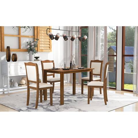 Modern Style Kitchen Dining Set Rectangular Table with Upholstered Chairs