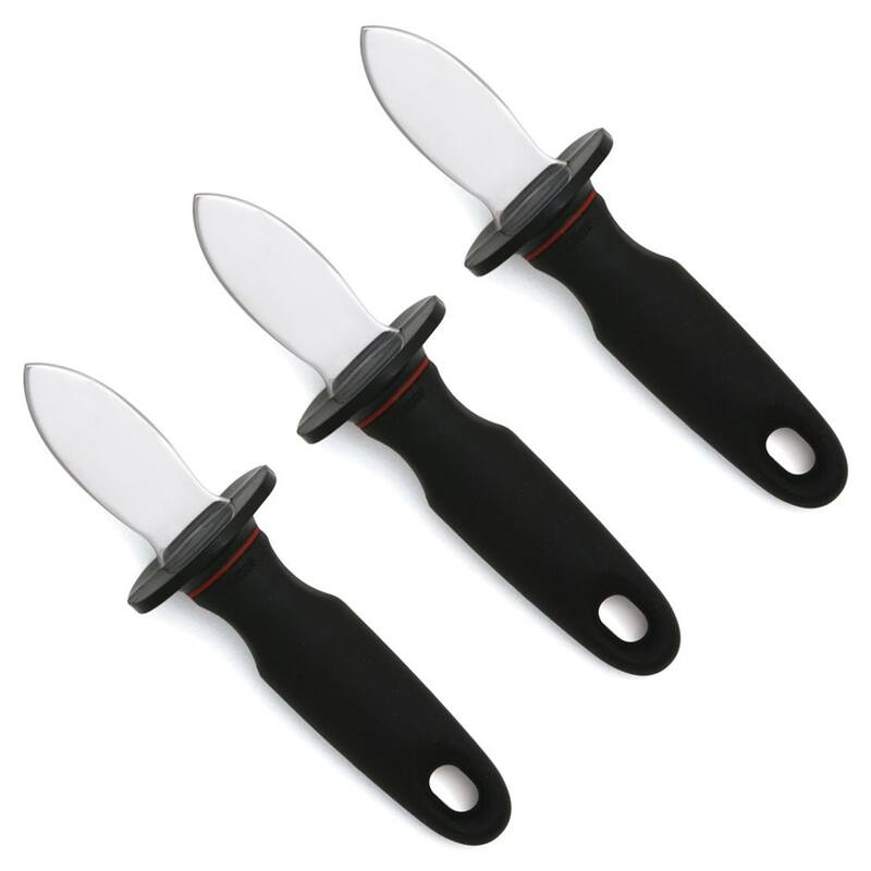 Norpro Grip-EZ Clam / Oyster Knife - Seafood Shellfish Steel Blade Shell Shucker - 3-pack