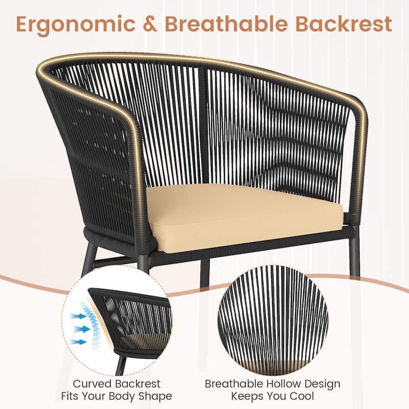 Gymax Patio Dining Chair Set of 4 w/Backrest Armrests Washable