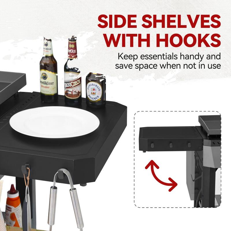 Royal Gourmet 34-Inch 4-Burner Gas Griddle with Side Shelves