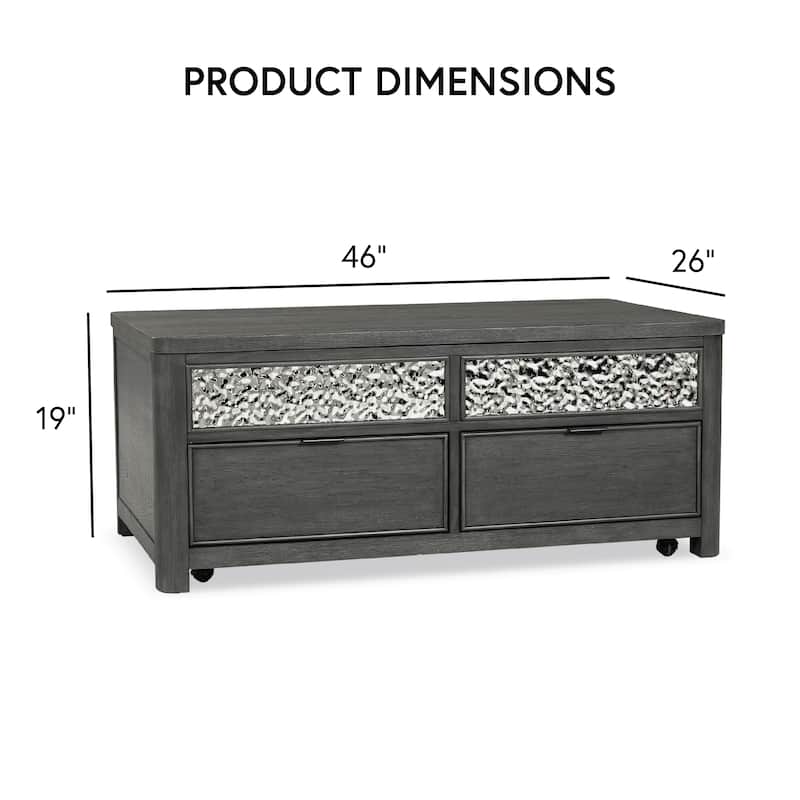 Furniture of America Piez Modern Ash Grey Wood Lift-Top Storage Coffee Table with Casters