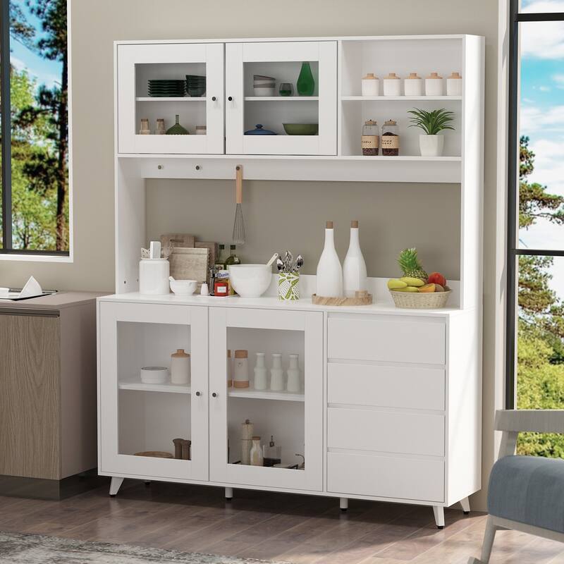 63'' Wide Tempered Glass Door Storage Equipped Sideboards & Buffets