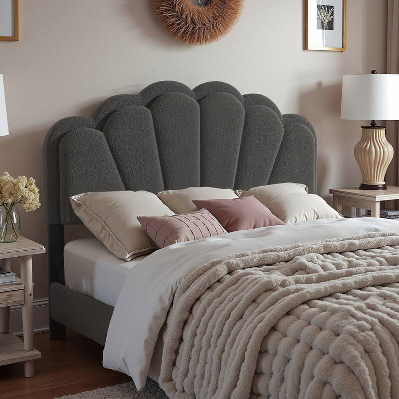 Wacissa LED Headboard Boucle Queen Platform Bed by iNSPIRE Q Modern