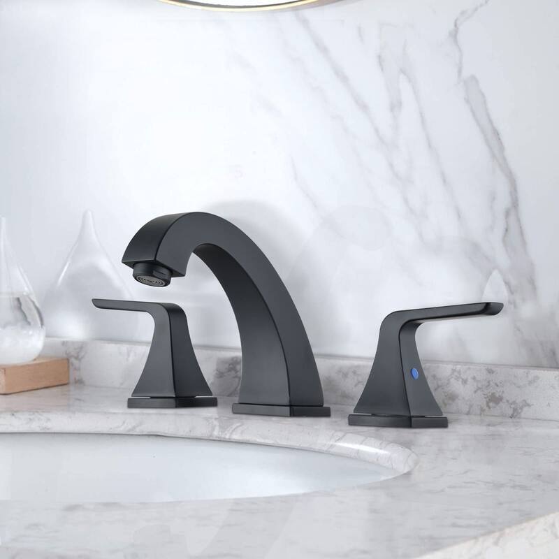 3 Holes 8 Inch Widespread Bathroom Sink Faucet Stainless Steel Bathroom Faucet with Pop Up Drain Vanity Tap with Dual Handles