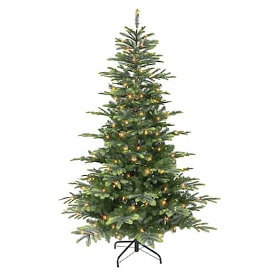 Puleo International 7.5 ft. Pre-lit Color-Select Aspen Green Fir Tree