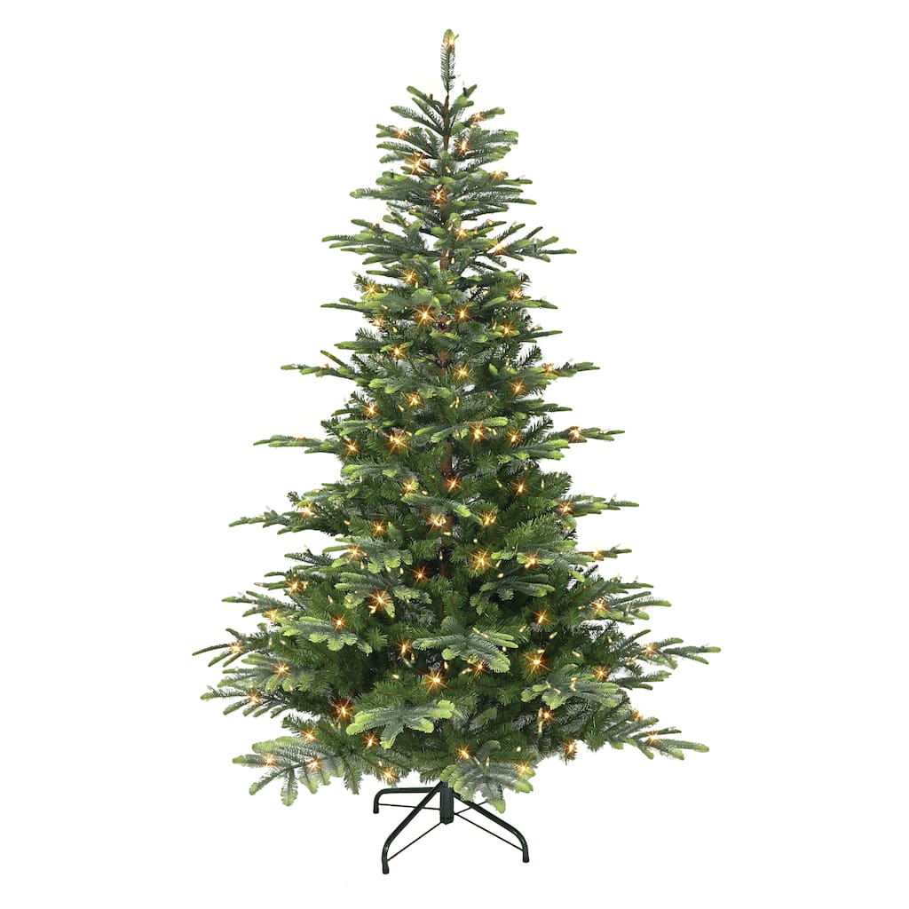 Puleo International 7.5 ft. Pre-lit Color-Select Aspen Green Fir Tree