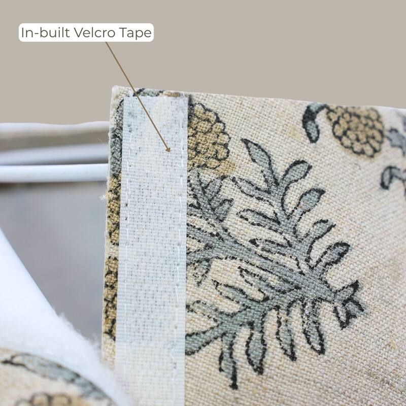 Fabdivine Hjara Handmade Linen Blend Boho Block Print Lampshade -Traditional Artisan Table Lamp for Bedroom Accent - 10 x 11 x 10