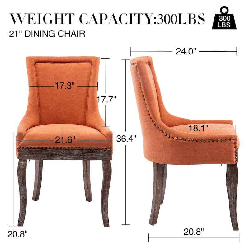 Traditional Tufted Ultra Upholstered Wingback Dining Chair Set of 6